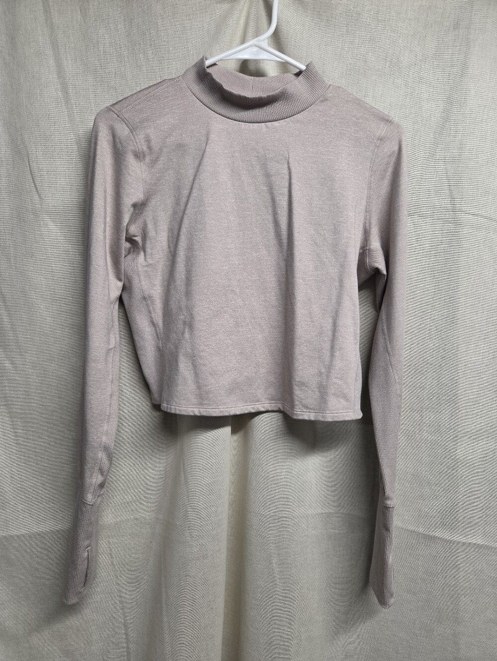Old Navy Taupe Mock Neck Long-Sleeve Crop Top